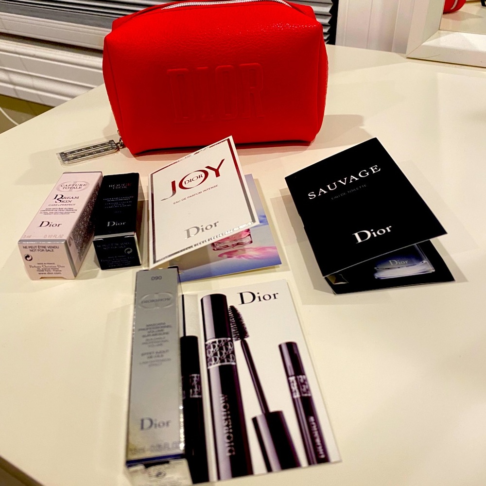 Dior mini makeup bag and samples